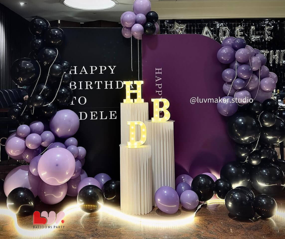 生日佈置推薦|紫夜精靈|KTV生日佈置|懂愛花藝氣球派對